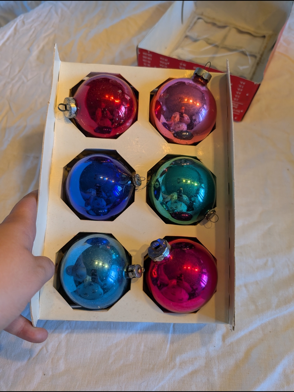 2/40$ Vintage Holiday Ornament Ball Set - Pink, Blue, Teal